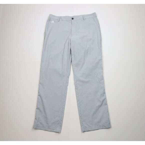 Adidas Golf Mens 36x32 Distressed Spell Out Wide Leg Golfing Chino Pants Gray - Picture 1 of 15